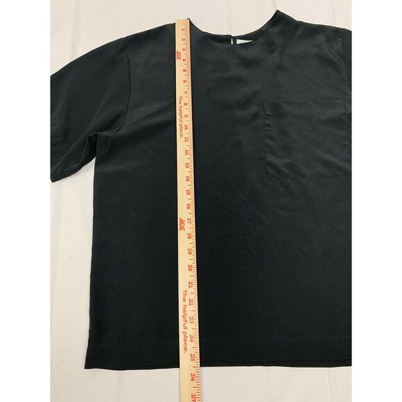 Vintage Ginger Meggs Women’s Short Sleeve Silky Top Chest Pocket Black M - Picture 9 of 11